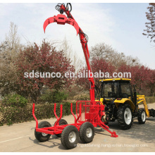 tractor implement 1 tons log trailer with crane